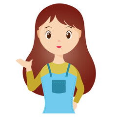 Woman avatar png flat color cartoon style. PNG illustration in flat style