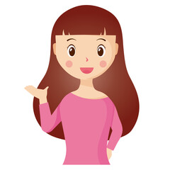 Woman avatar png flat color cartoon style. PNG illustration in flat style