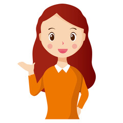 Woman avatar png flat color cartoon style. PNG illustration in flat style