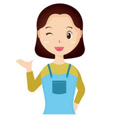 Woman avatar png flat color cartoon style. PNG illustration in flat style