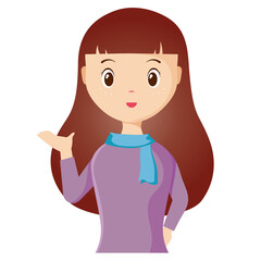 Woman avatar png flat color cartoon style. PNG illustration in flat style