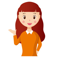 Woman avatar png flat color cartoon style. PNG illustration in flat style