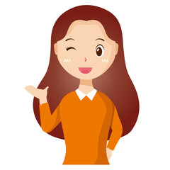 Woman avatar png flat color cartoon style. PNG illustration in flat style