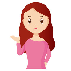 Woman avatar png flat color cartoon style. PNG illustration in flat style