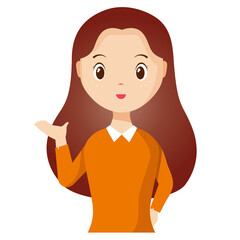 Woman avatar png flat color cartoon style. PNG illustration in flat style