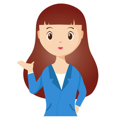 Woman avatar png flat color cartoon style. PNG illustration in flat style