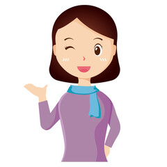 Woman avatar png flat color cartoon style. PNG illustration in flat style