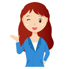 Plakat Woman avatar png flat color cartoon style. PNG illustration in flat style