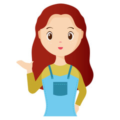 Obraz premium Woman avatar png flat color cartoon style. PNG illustration in flat style