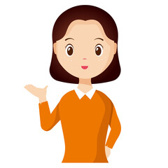 Woman avatar png flat color cartoon style. PNG illustration in flat style