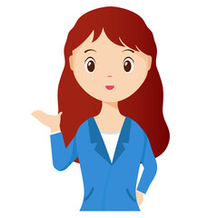 Woman avatar png flat color cartoon style. PNG illustration in flat style