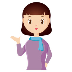 Woman avatar png flat color cartoon style. PNG illustration in flat style