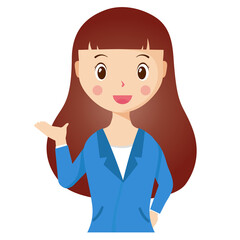 Woman avatar png flat color cartoon style. PNG illustration in flat style