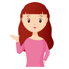 Woman avatar png flat color cartoon style. PNG illustration in flat style