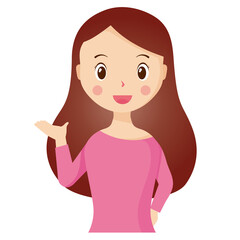 Woman avatar png flat color cartoon style. PNG illustration in flat style