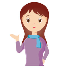 Woman avatar png flat color cartoon style. PNG illustration in flat style