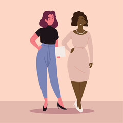 women work diverse characters