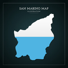 San Marino Map Flag Vector Illustration