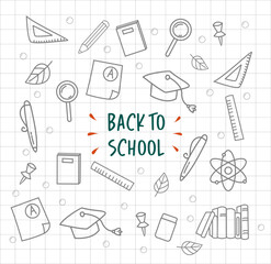 back to school doodles lineart illustration
