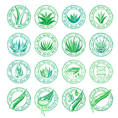 Aloe vera design elements. Stencil style.