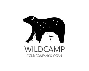 Camping symbol in negative space style.