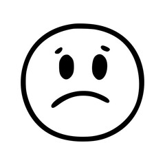 Sad face emoticon in doodle style