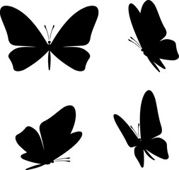 Moth butterfly icons collection. Vector isolated silhouettes. Design elements.