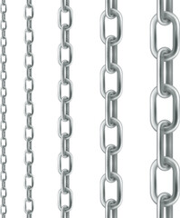 Silver chain. Set of seamless vector design elements