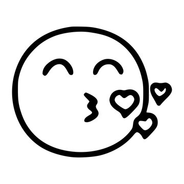 recommend clip art: Cue kissing emoticon in doodle style