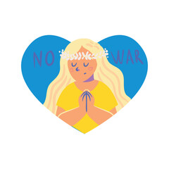 Ukraine no war, girl praying