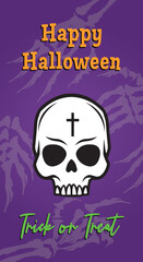 halloween banner with skull in illustration and vector