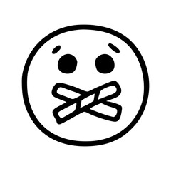 Fototapeta premium closed mouth emoticon in doodle style