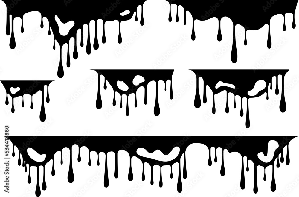 Canvas Prints dripping liquid design elements. vector isolated dividers and borders with ink or paint flow down.