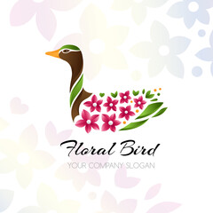 Bird with floral wings logo