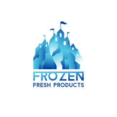 Winter blue castle. Logo for frozen products.