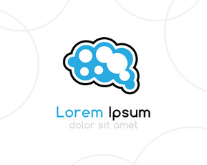 Brain emblem template. Data cloud symbol. Blue color.