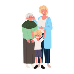 Obraz premium family grandmother mom and son