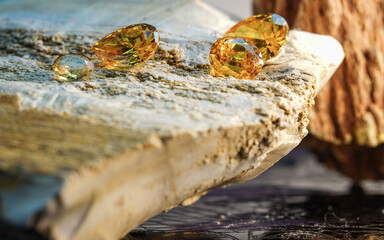 Natural Sapphire gemstone, Jewel or gems on black shine color, Collection of many different natural gemstones amethyst,
