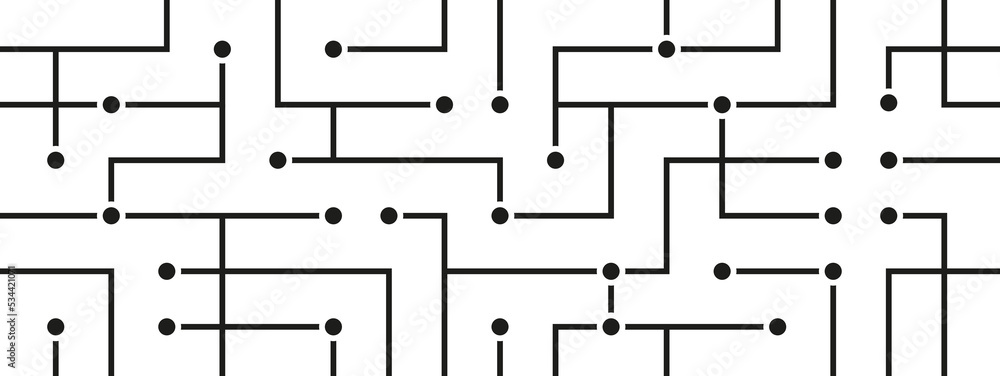 Poster Network circuit board connect dots and lines background template. Database technology blockchain graphic vector.