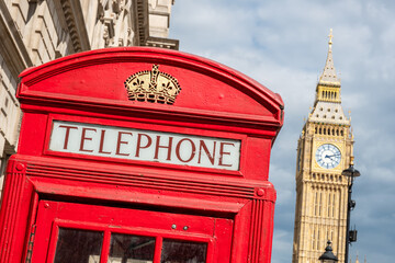 Fototapeta na wymiar Red Phone Booth. London, England
