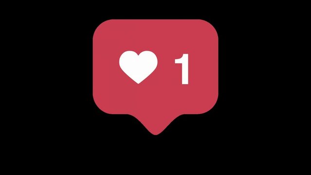 Instagram Like Notification Social Media Animation Black Screen 4K