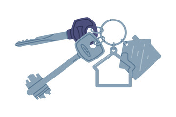 Trinket with Key Hanging with Keyring Vector Illustration