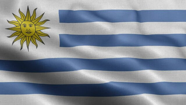 Flag Of Uruguay - Uruguay Flag High Detail - National flag Uruguay wave Pattern loopable Elements - Fabric texture and endless loop - Highly Detailed Flag - The flag of fluttering in the wind