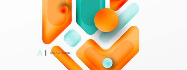 Fototapeta premium Minimal geometric abstract background. Colorful geometric blocks. Lines, squares and triangles composition wallpaper