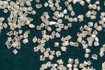 Assortment of beautiful raw diamonds.
