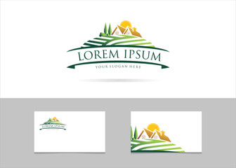 Illustration of a residential logo with natural, landscape, trees, and simple concepts, suitable for logos and promotional media elements or your company