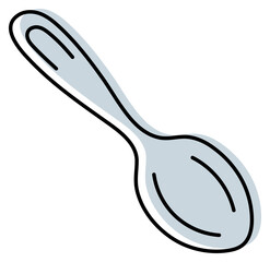 Spoon. Kitchenware sketch. Doodle line kitchen utensil and tool. Cutlery illustration