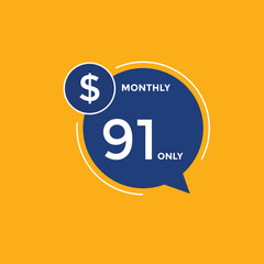 91 dollar price tag. Price $91 USD dollar only Sticker sale promotion Design. shop now button for Business or shopping promotion
