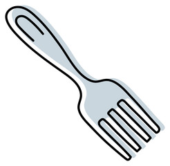 Fork. Kitchenware sketch. Doodle line kitchen utensil and tool. Cutlery illustration