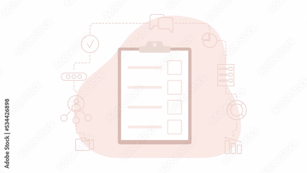 Poster animated isolated questionnaire. task management. looped flat 2d object 4k video footage with alpha 